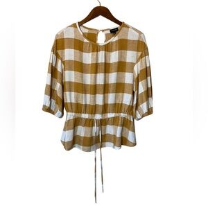 Who What Wear Gingham Peplum Top Size Medium